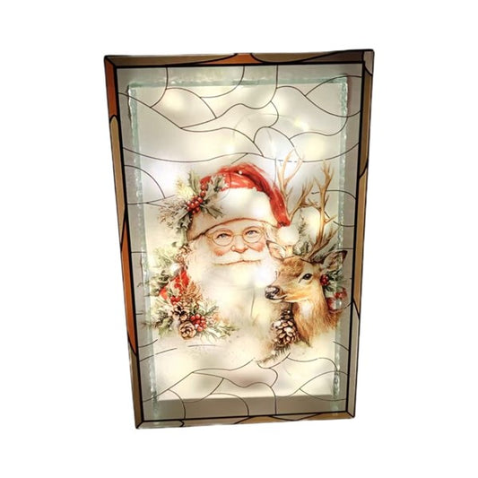 ST LED Santa Stained Glass 21cm