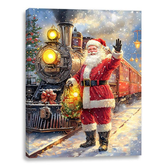 ST LED Santa Train Canvas 30x40cm