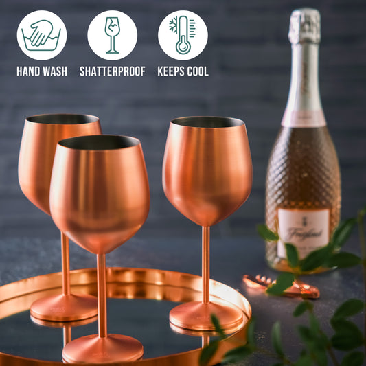 OS 4 Matt Rose Gold Wine Glasses S/S