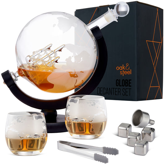 OS Globe Whiskey Decanter Set