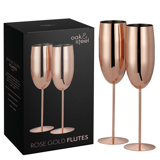 OS 2 Rose Gold Champagne Flutes S/S