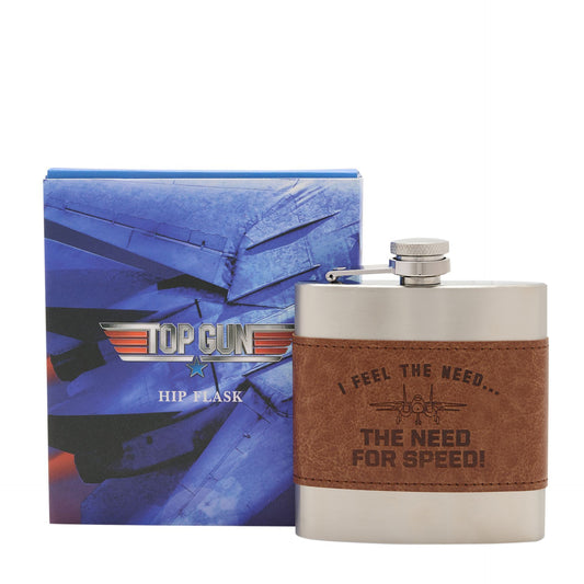WDP Top Gun Metal Hip Flask 6oz - Brown