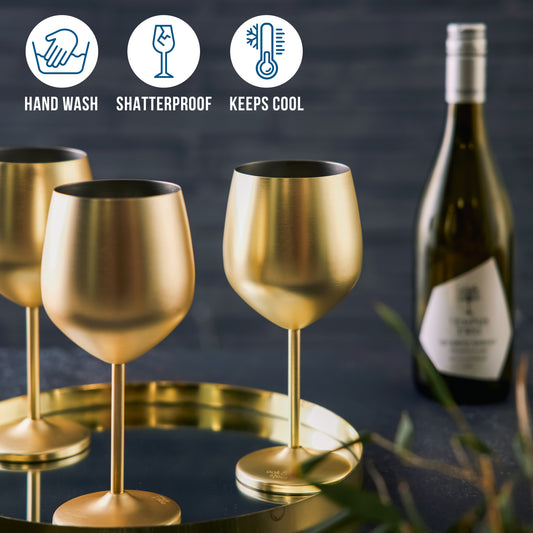 OS 4 Matt Gold Wine Glasses S/S