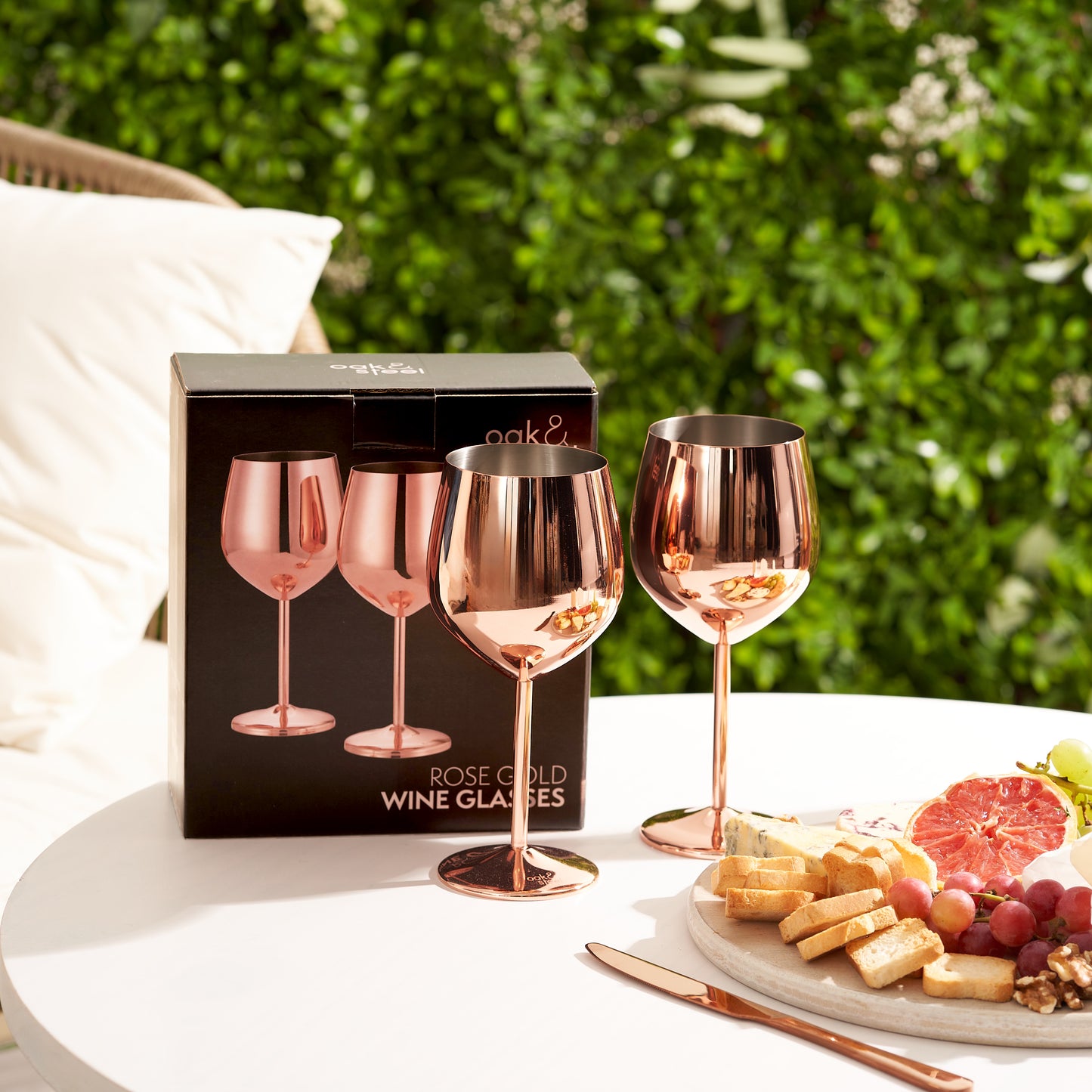 OS 2 Rose Gold Wine Glasses S/S