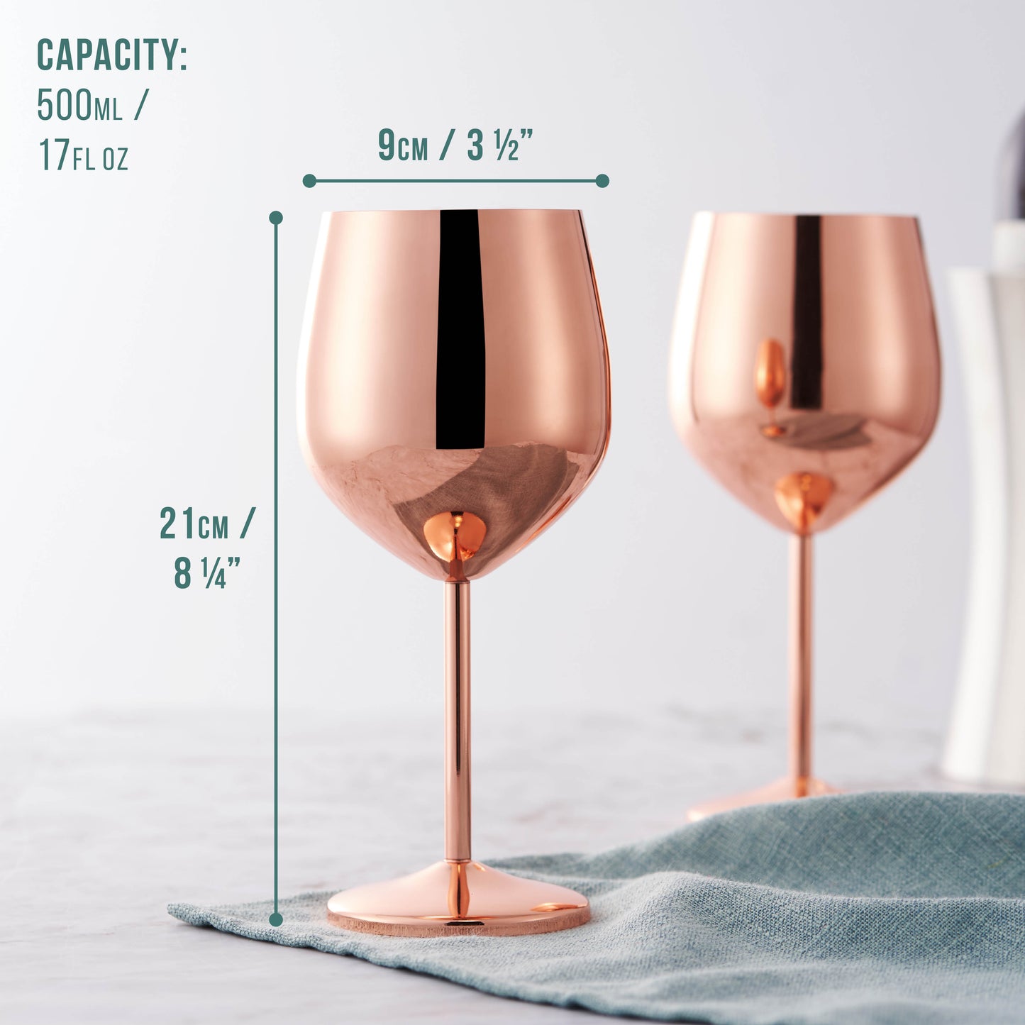 OS 2 Rose Gold Wine Glasses S/S