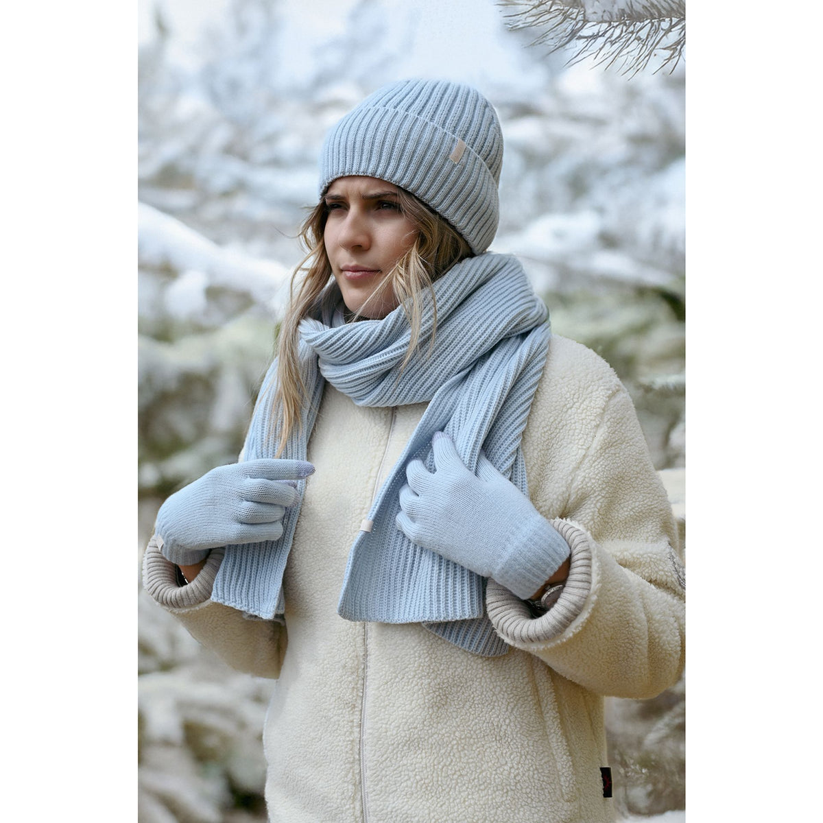 WDP Sophia Layers Cosy Knit Hat Glove & Scarf Gift Set - Powder Blue