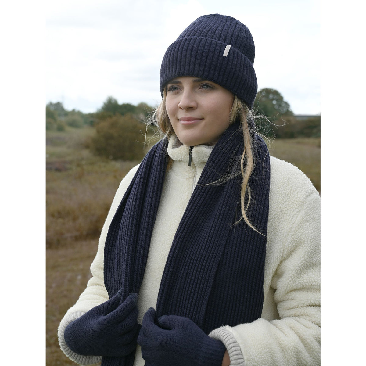 WDP Sophia Layers Cosy Knit Hat Glove & Scarf Gift Set - Navy