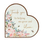 WDP Mantel Heart Plaque - Thank You
