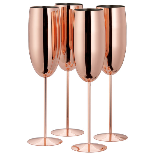 OS 4 Rose Gold Champagne Flutes S/S