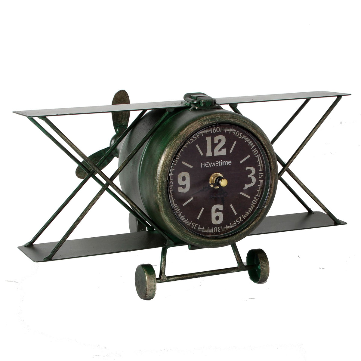 WDP Hometime Metal Mantel Clock - Aeroplane Arabic Dial