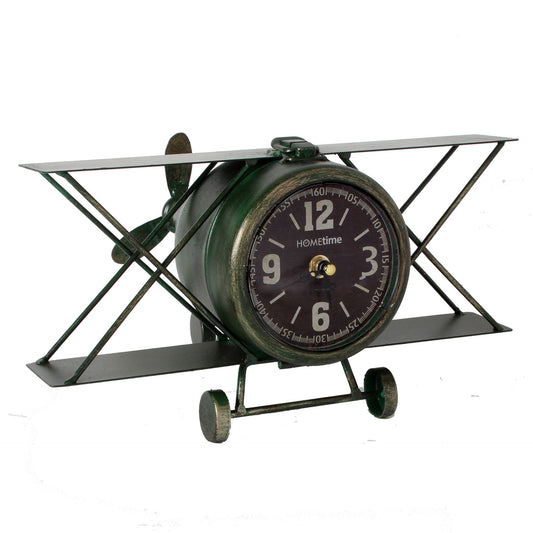 WDP Hometime Metal Mantel Clock - Aeroplane Arabic Dial