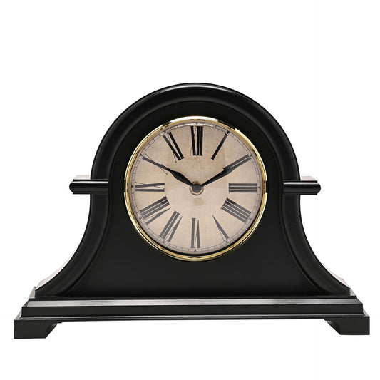 WDP Broken Arch Mantel Clock Black