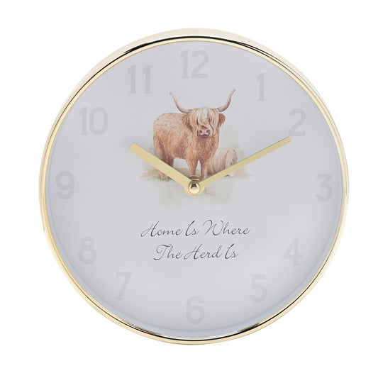 WDP Wall Clock 20cm Highland Cow Design