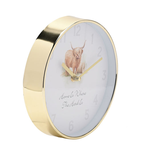 WDP Wall Clock 20cm Highland Cow Design