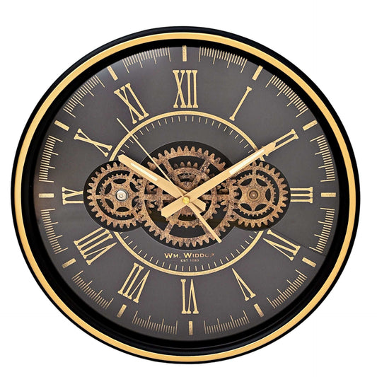 WDP Clock Moving Gears Metal Frame 35cm