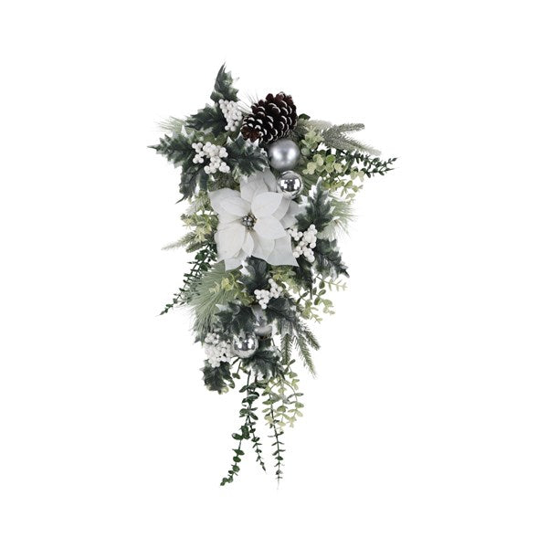 ST White Poinsettia Swag 71cm
