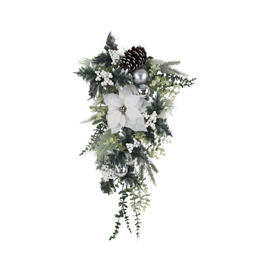 ST White Poinsettia Swag 71cm