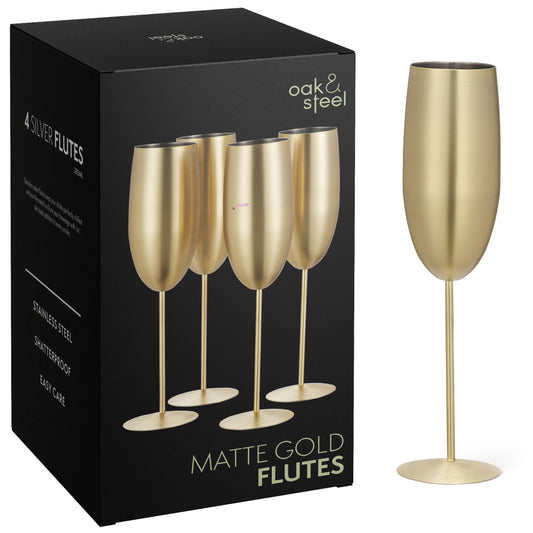 OS 4 Matt Gold Champagne Flutes S/S