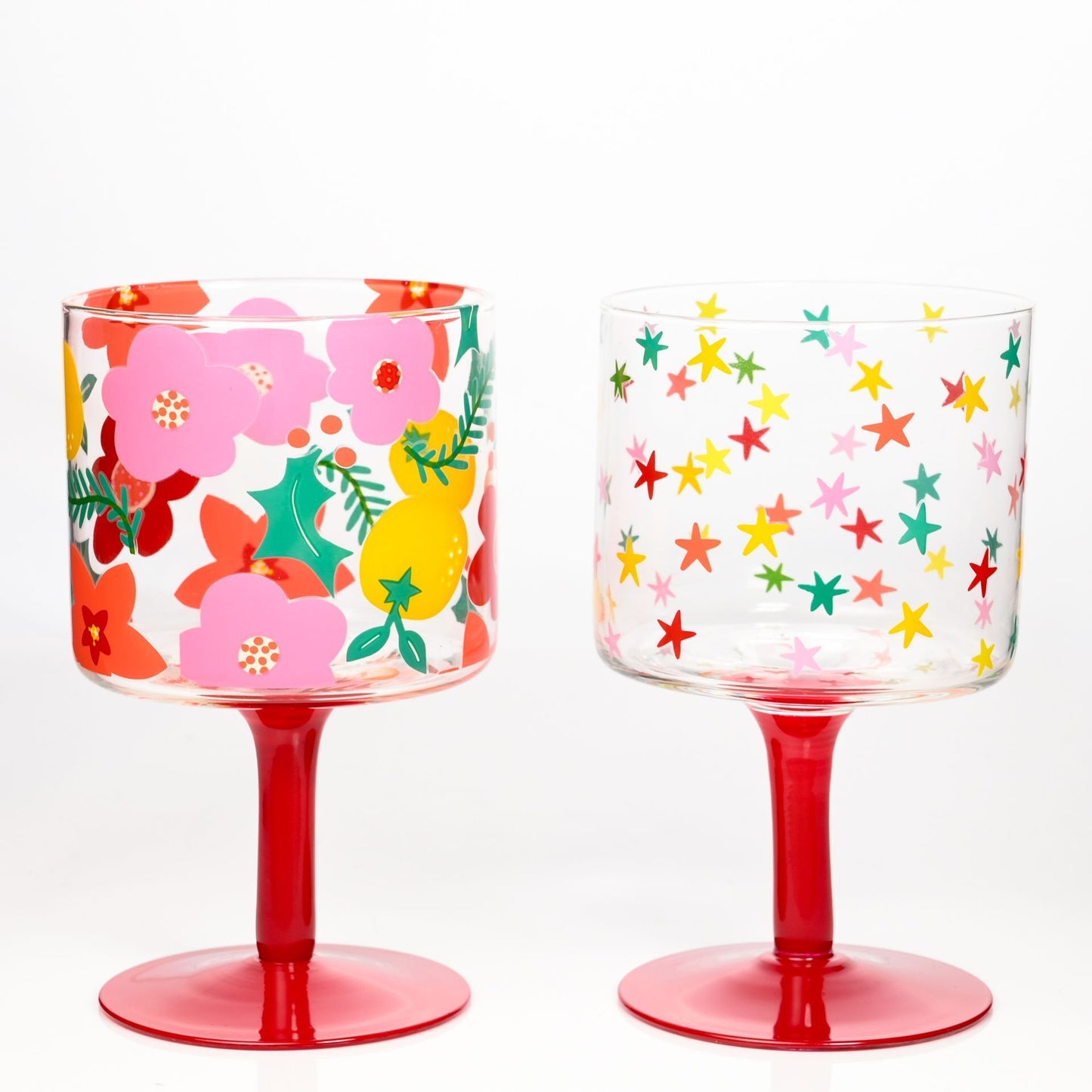 Raspberry Blossom Set of 2 Wine Glasses
