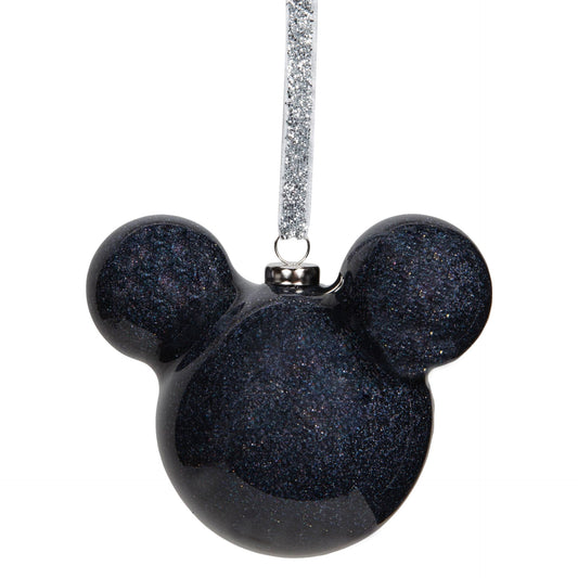Mickey Black Glitter Shaped Glitter Baub