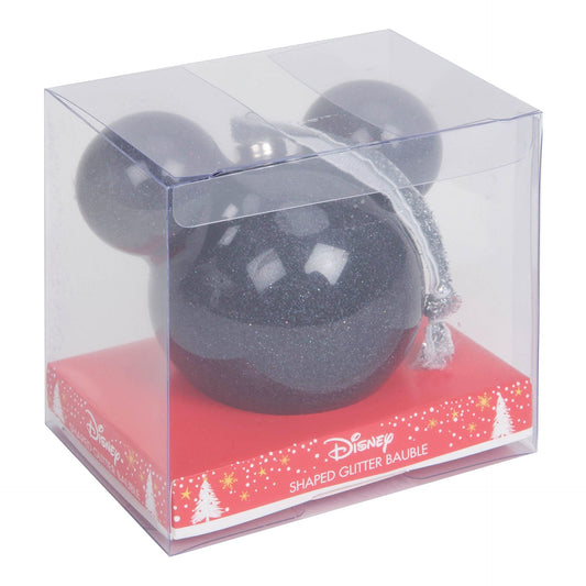 Mickey Black Glitter Shaped Glitter Baub