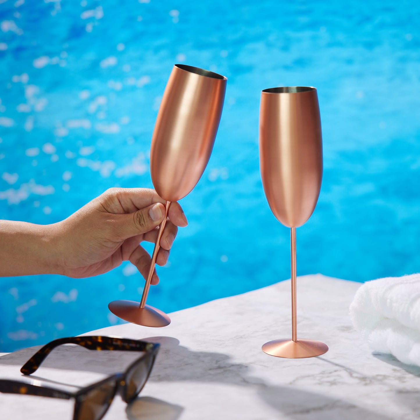 OS 4 Matt Rose Gold Champagne Flutes S/S