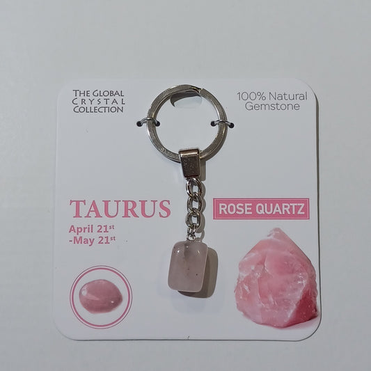 Birthstone Keyring - Taurus Rose Quartz