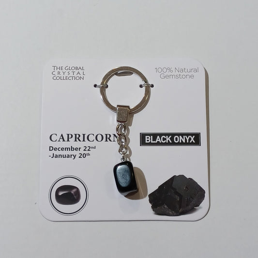 Birthstone Keyring - Capricorn Black Onyx