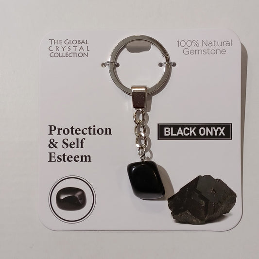 Gemstone Keyring - Protection & Self Esteem Black Onyx