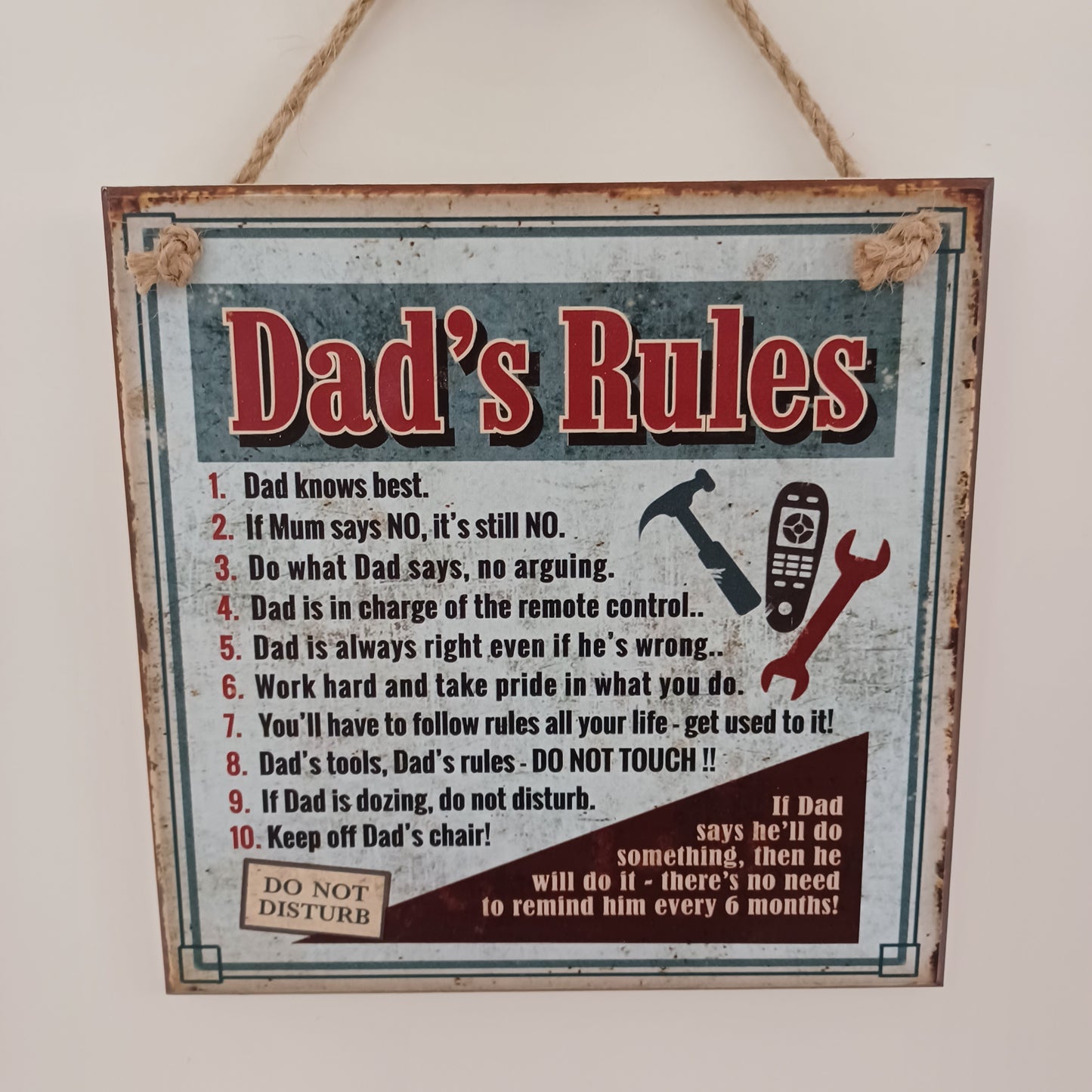 Vintage Plaque - Dad's Rules