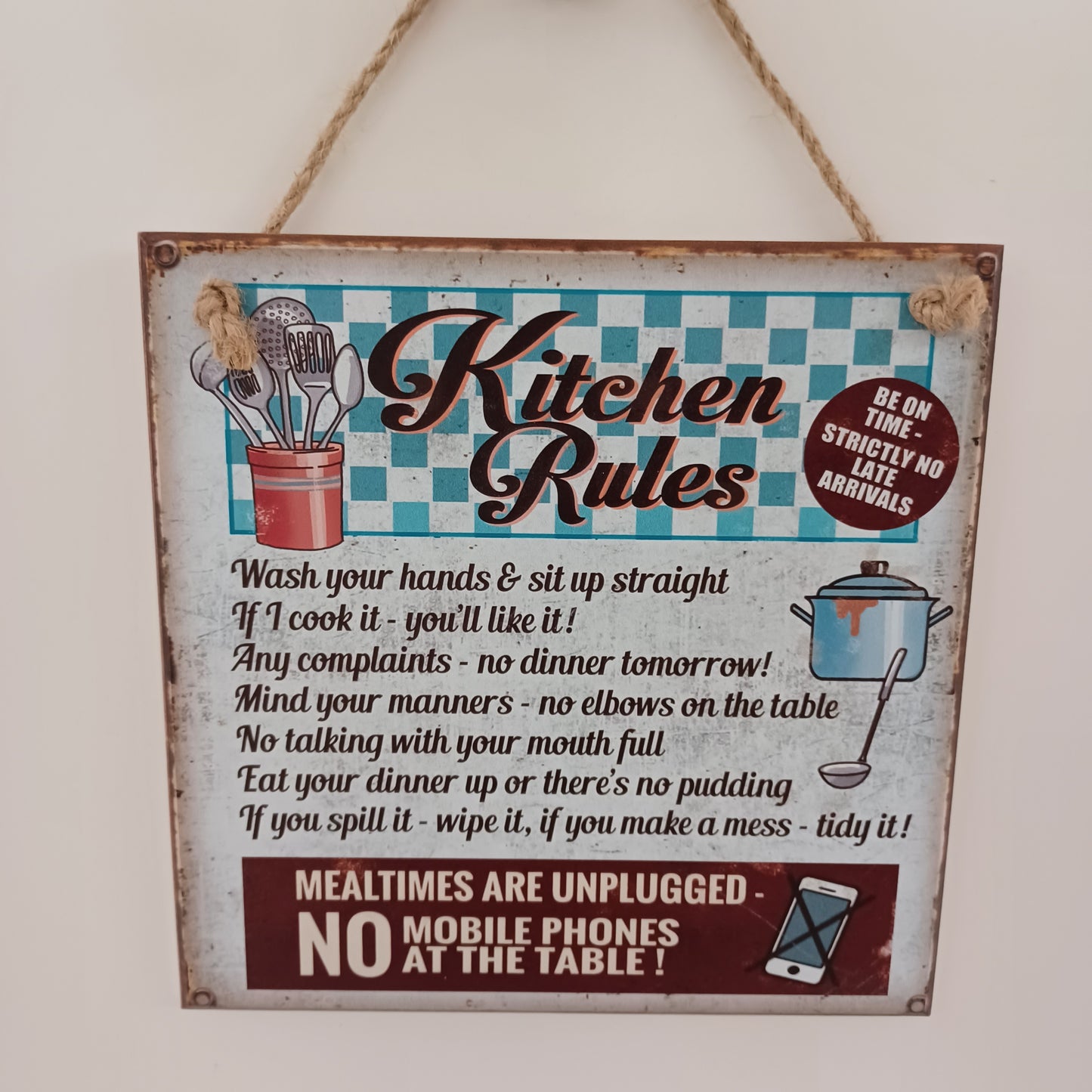 Vintage Plaque - Kitchen Rules