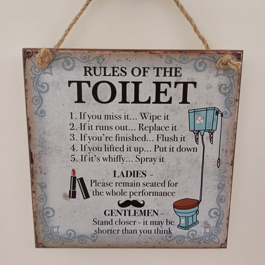 Vintage Plaque - Rules of the Toilet