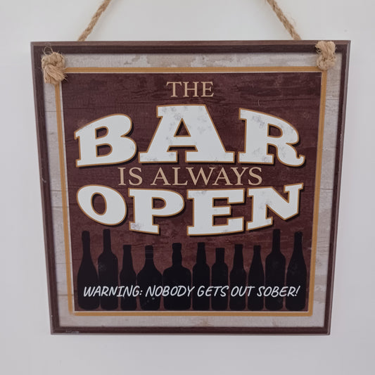 Vintage Plaque - Bar Open