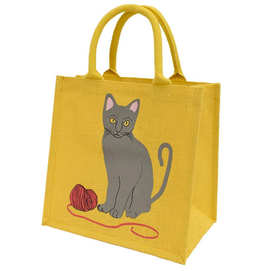 Cat with Wool Jute Bag